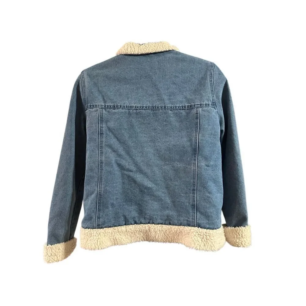 Urban Republic Men's Blue White Long Sleeve Sherpa Denim Jean Jacket Size XL - Picture 2 of 7